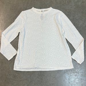 LN women’s Loft ivory sheer shirt with back button detail